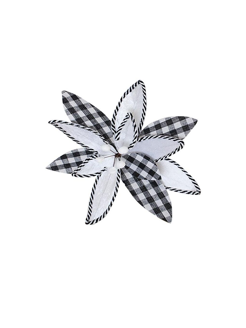 Yılbaşı Ağaç Süsü Ponsetya Atatürk Çiçeği Pötikare Desenli Beyaz 30 cm-2