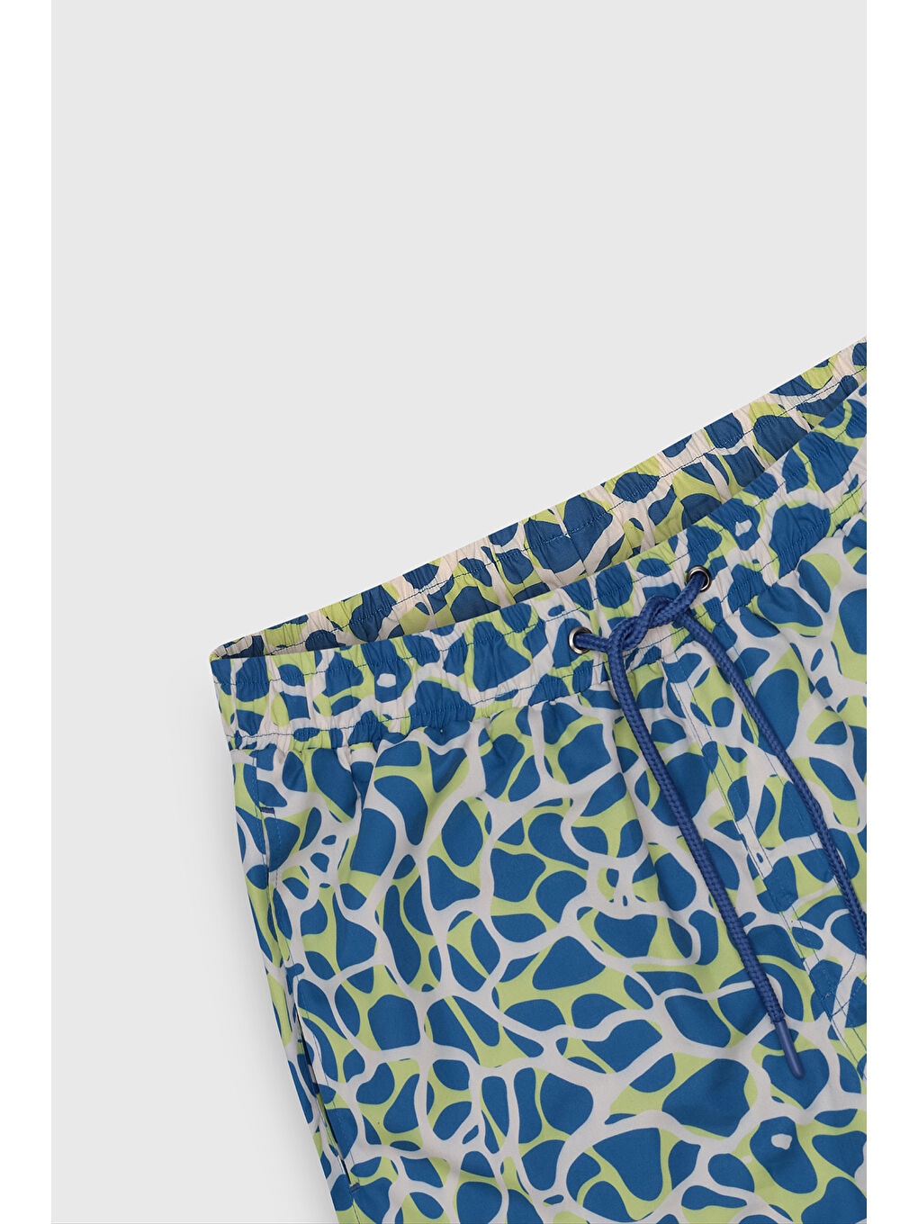 Erkek Lacivert-Yeşil Standart Fit Normal Kesim Cepli Hızlı Kuruyan Desenli Mayo Deniz Şortu-7