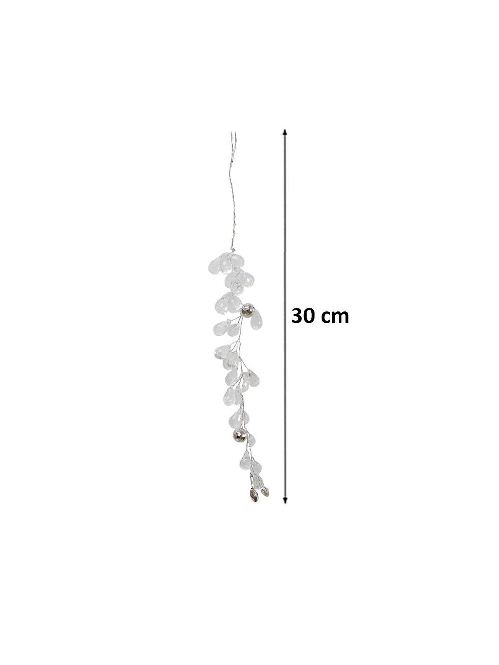 Renksiz Yılbaşı Ağaç Süsü Lüks Kristal Damla Dal Salkım Dekoratif Süs 30 cm-1