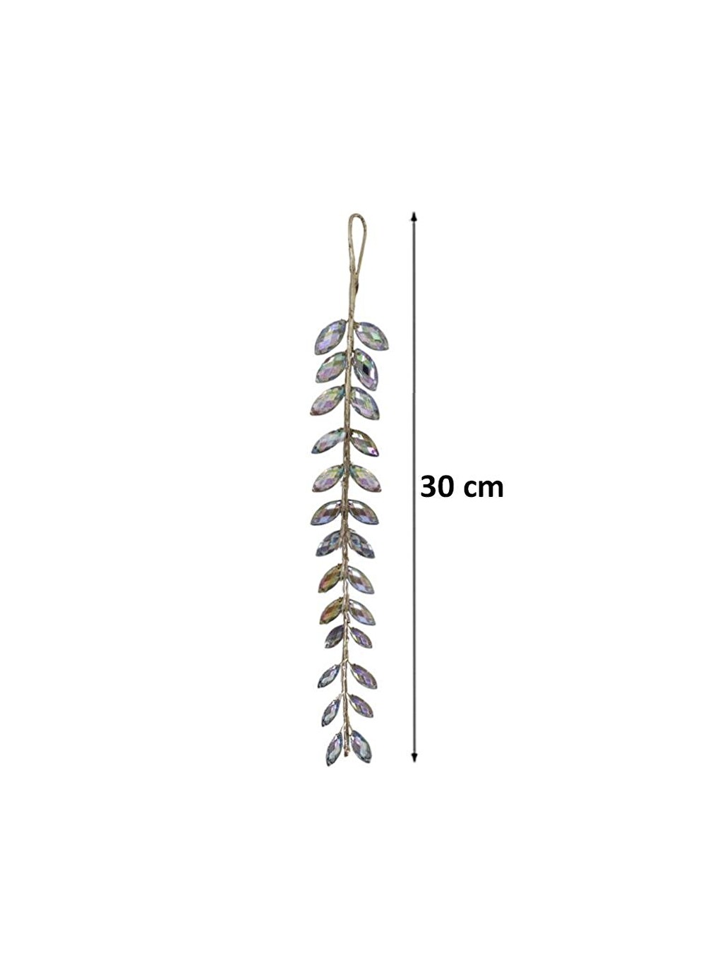 Renksiz Yılbaşı Ağaç Süsü Lüks Işıltı Kristal Yaprak Dal Dekoratif Süs 30 Cm-2