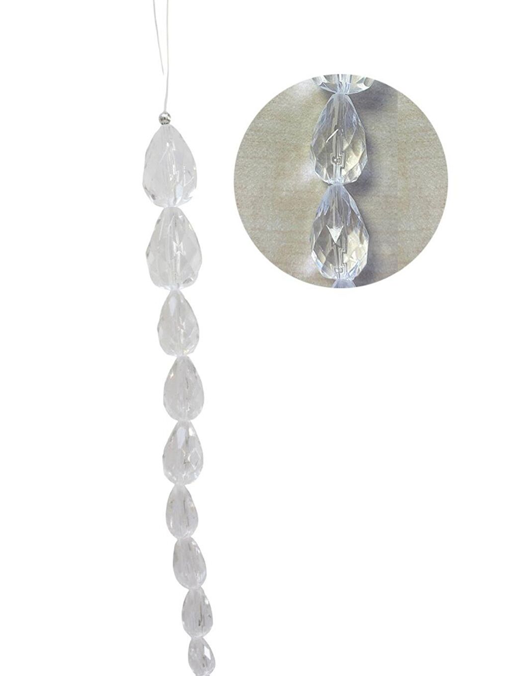 Renksiz Yılbaşı Ağaç Süsü Lüks Kristal Buz Dalı Zincir Dekoratif Süs 30 cm-2