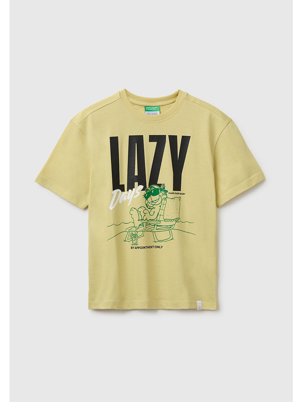 Erkek Çocuk Sarı Garfield Baskı Detaylı Yuvarlak Yaka T-Shirt