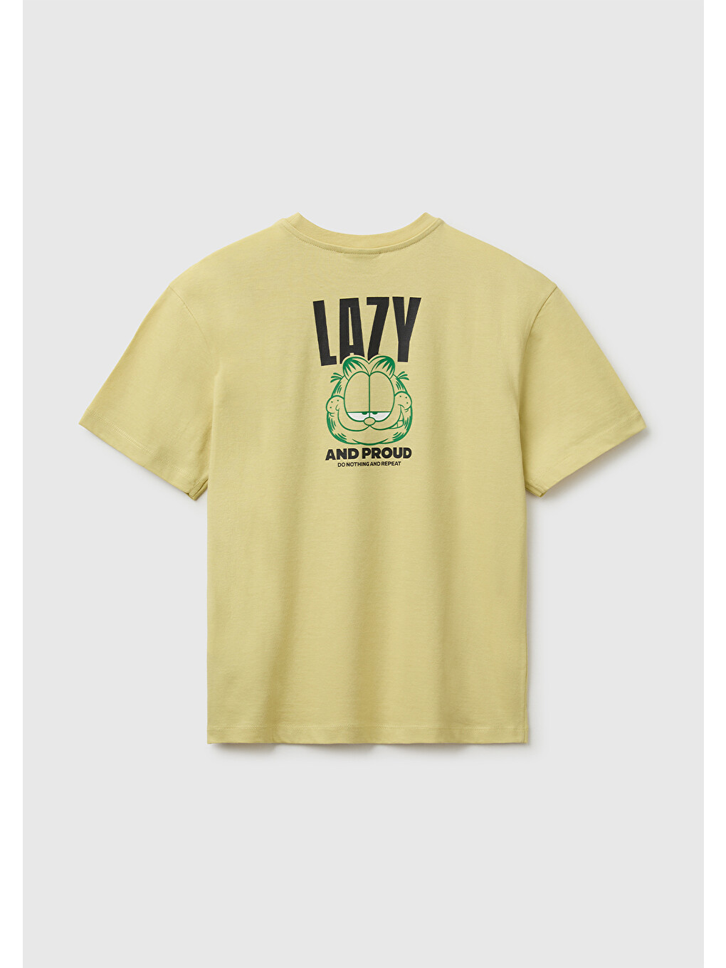 Erkek Çocuk Sarı Garfield Baskı Detaylı Yuvarlak Yaka T-Shirt-1