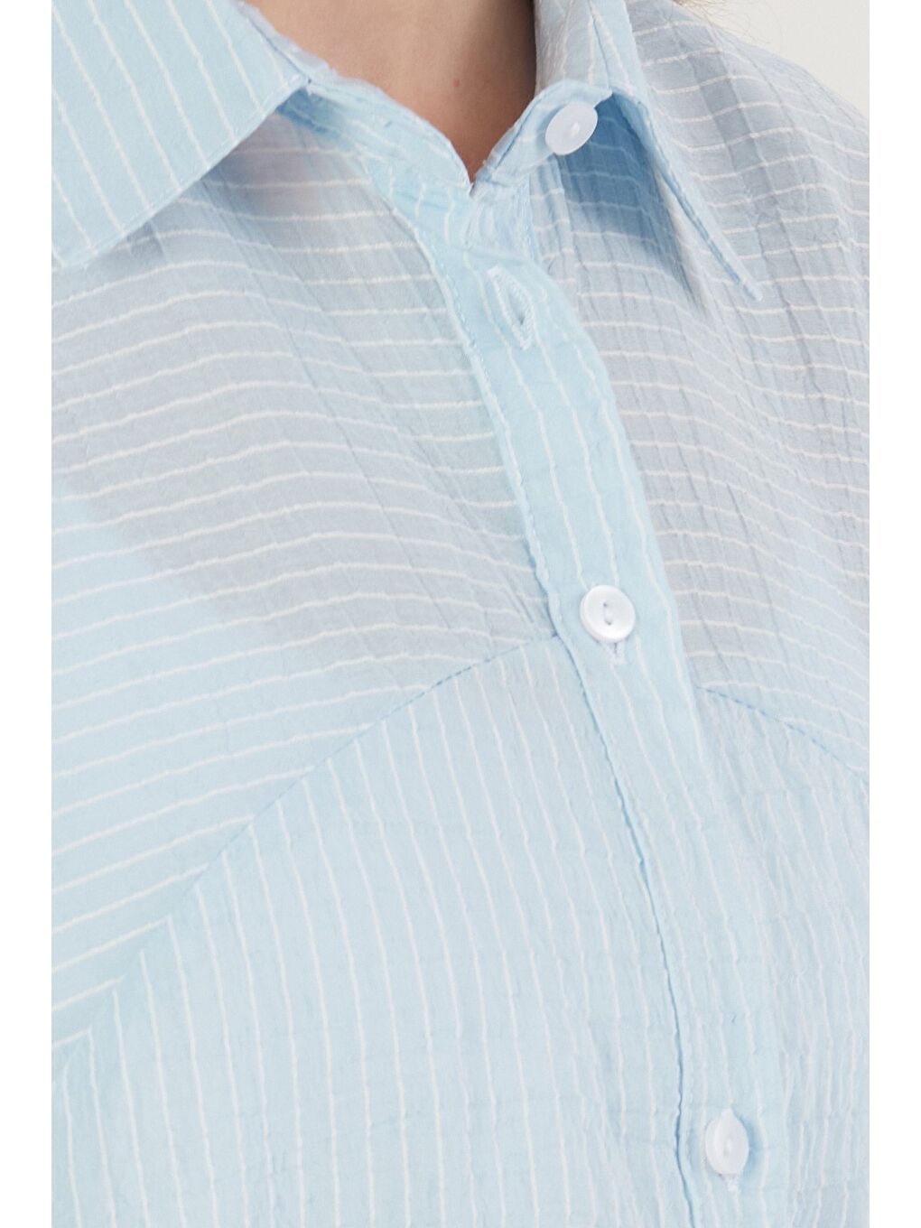 Mavi Çizgili Salaş Gömlek-4