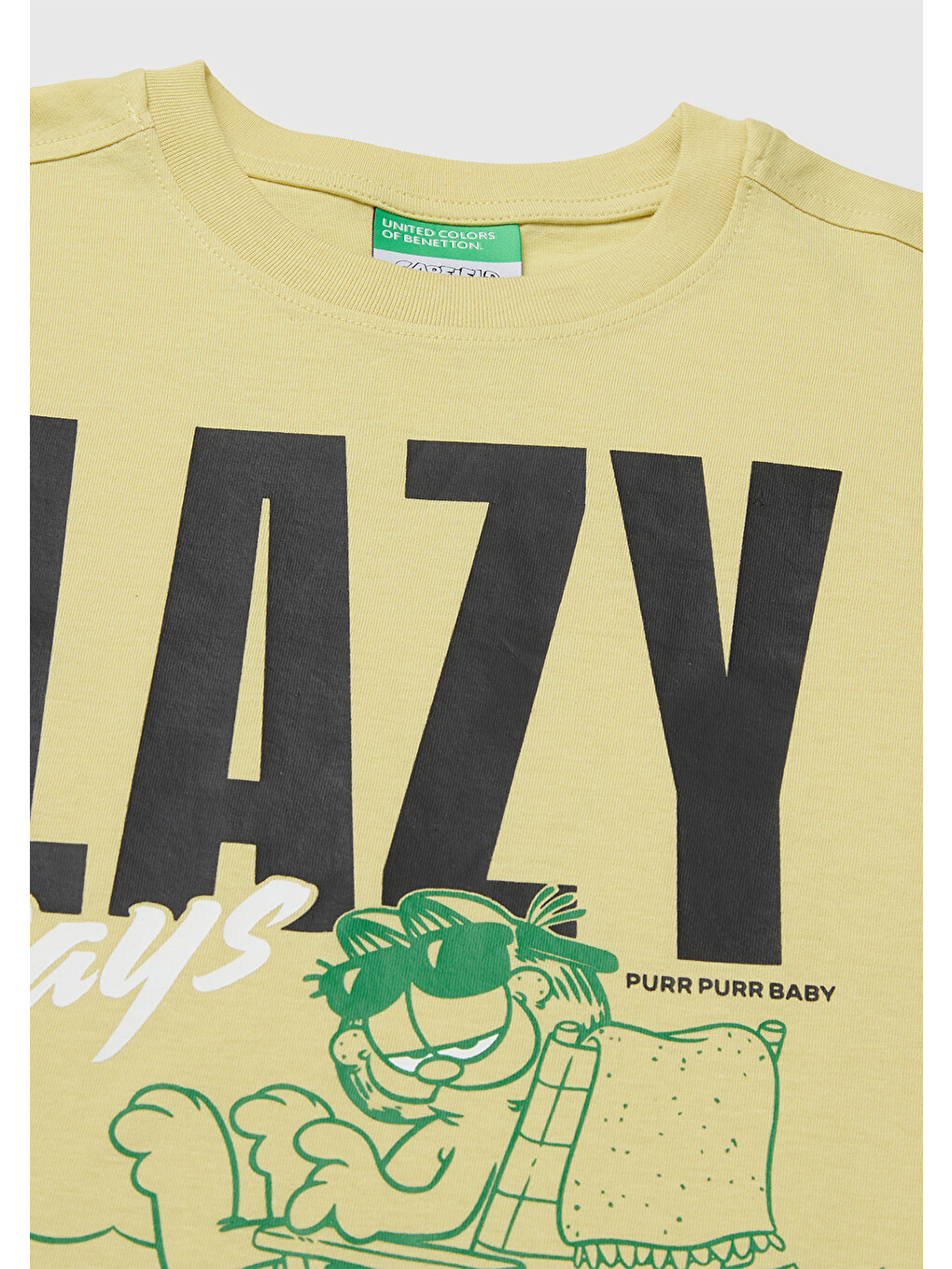 Erkek Çocuk Sarı Garfield Baskı Detaylı Yuvarlak Yaka T-Shirt-2