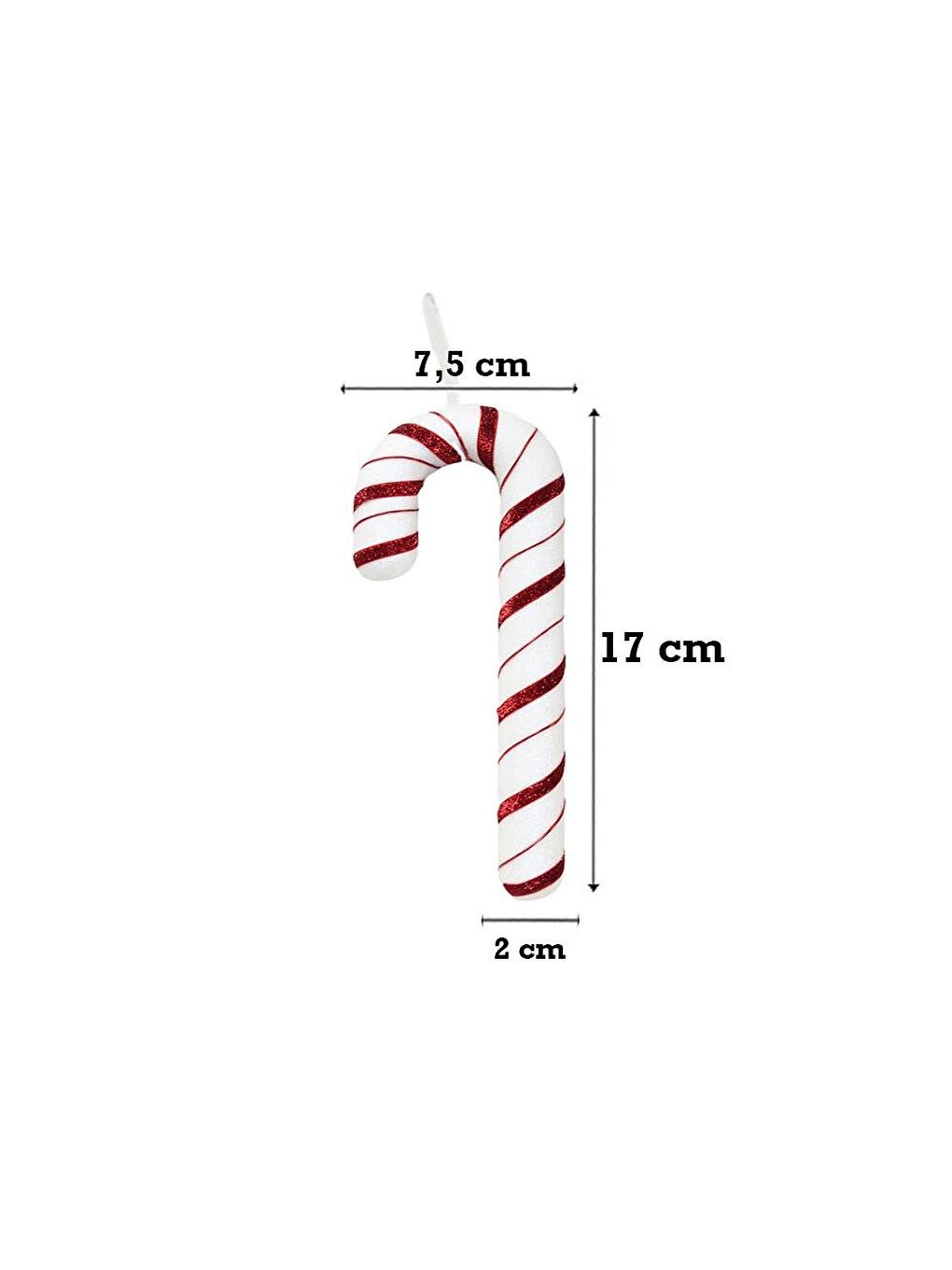 Kırmızı Yılbaşı Ağaç Süsü Baston Şeker Figürlü Dekoratif Süs 17 cm-2