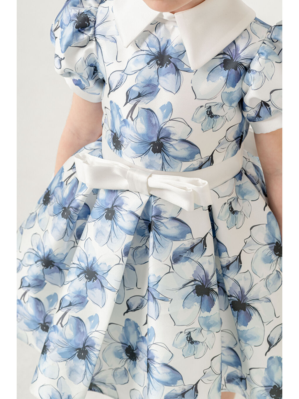 Mavi Özel Tasarım Robası Fiyonk Detaylı Günlük Jile Elbise-2