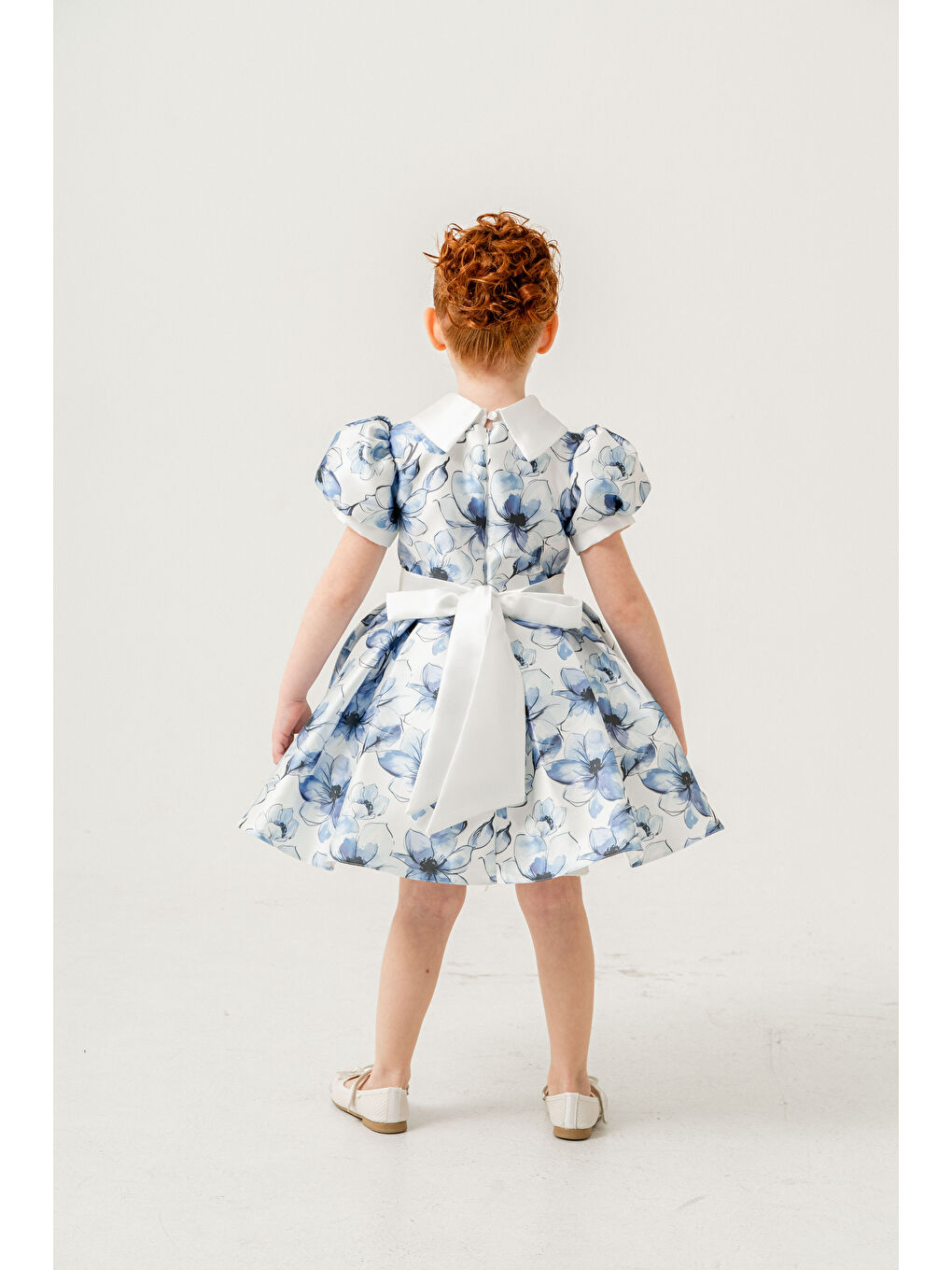 Mavi Özel Tasarım Robası Fiyonk Detaylı Günlük Jile Elbise-3