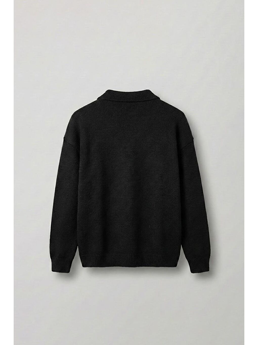 Erkek Oversize Düğmeli Triko Kazak Siyah-1