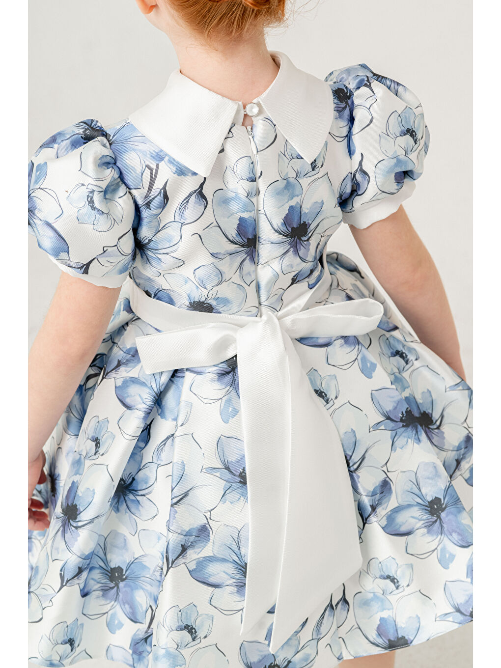 Mavi Özel Tasarım Robası Fiyonk Detaylı Günlük Jile Elbise-4