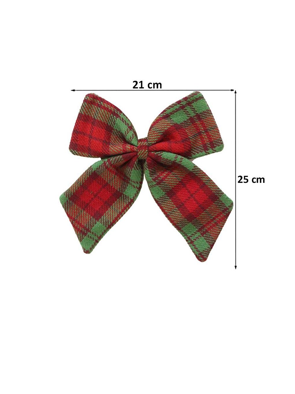 Yılbaşı Fiyonk Kırmızı Yeşil Ekose Desenli Dekoratif Kapı & Ağaç Süsü 21 cm-3