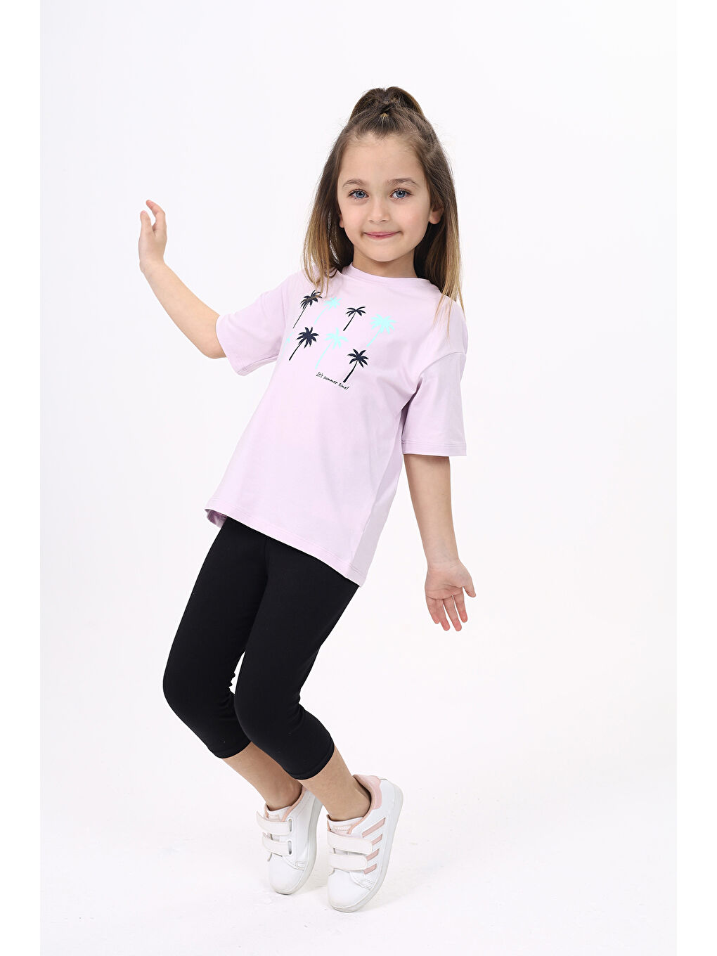 Lila Kız Çocuk Baskılı Tişört-2