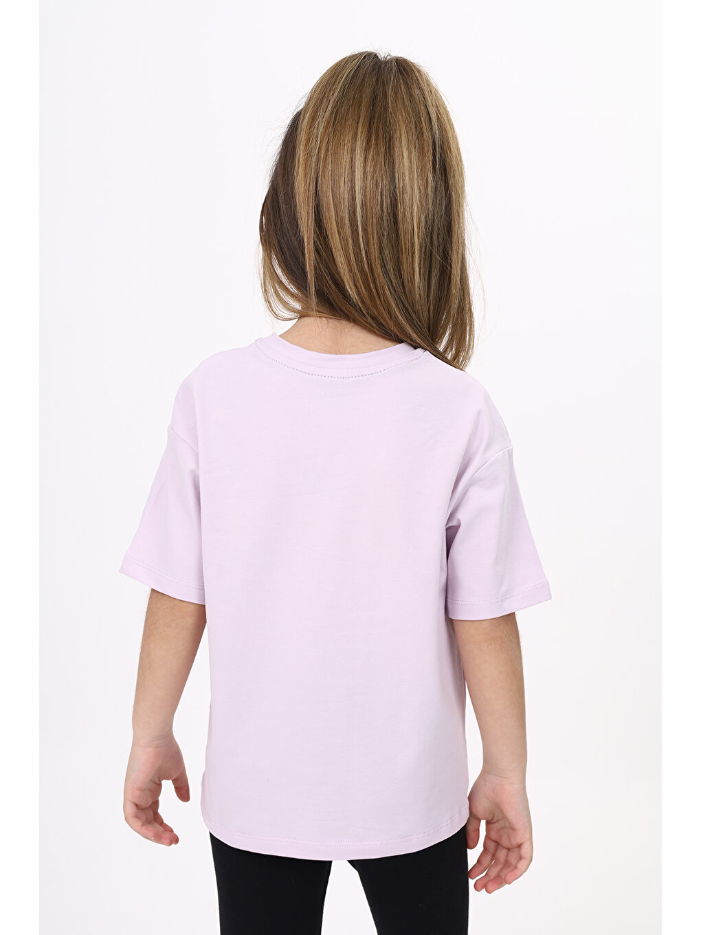 Lila Kız Çocuk Baskılı Tişört-4