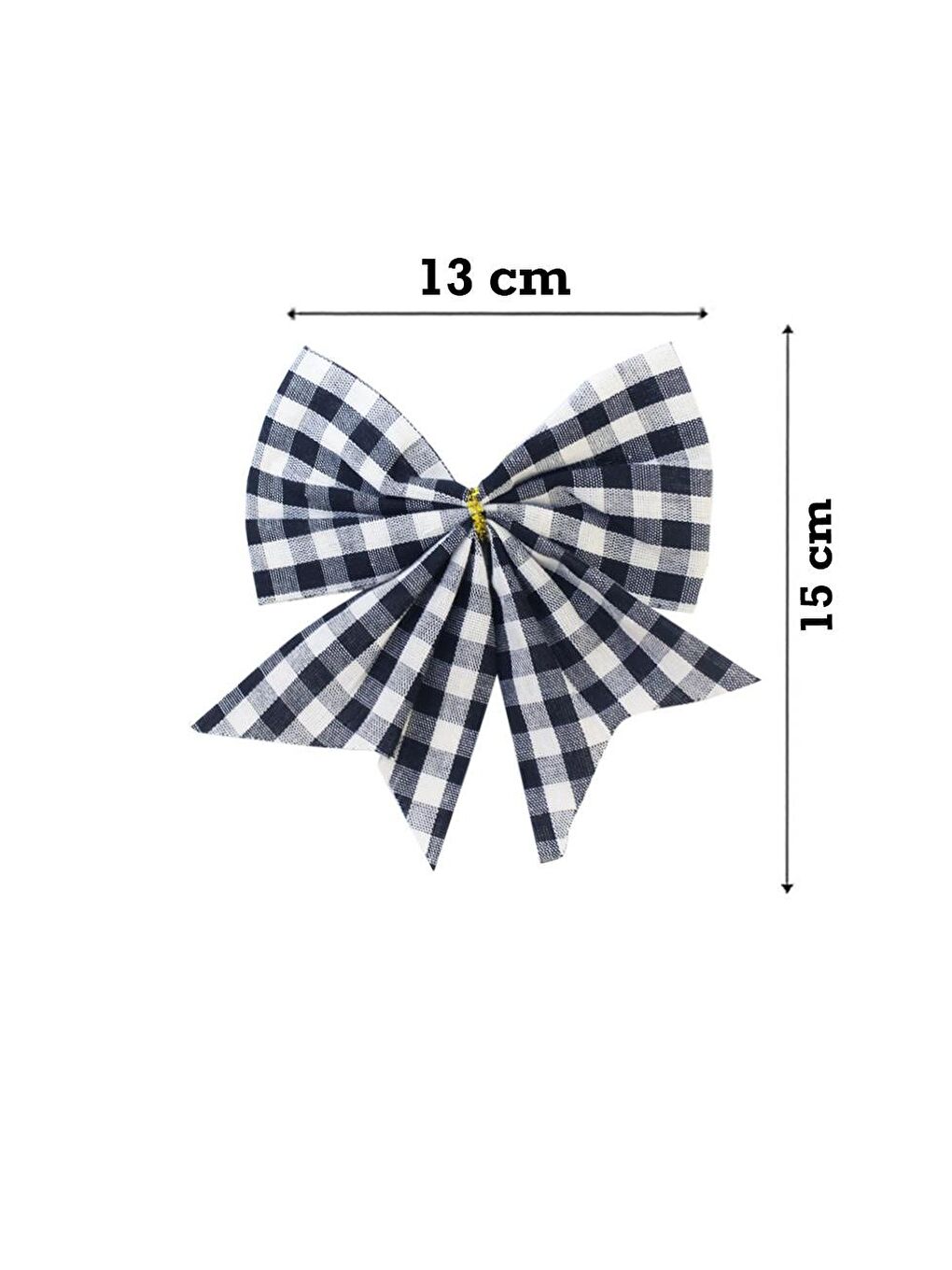 Yılbaşı Ağaç Süsü Fiyonk Pötikare Desen Asmalı Dekor Süsü Siyah Beyaz 13 cm-1