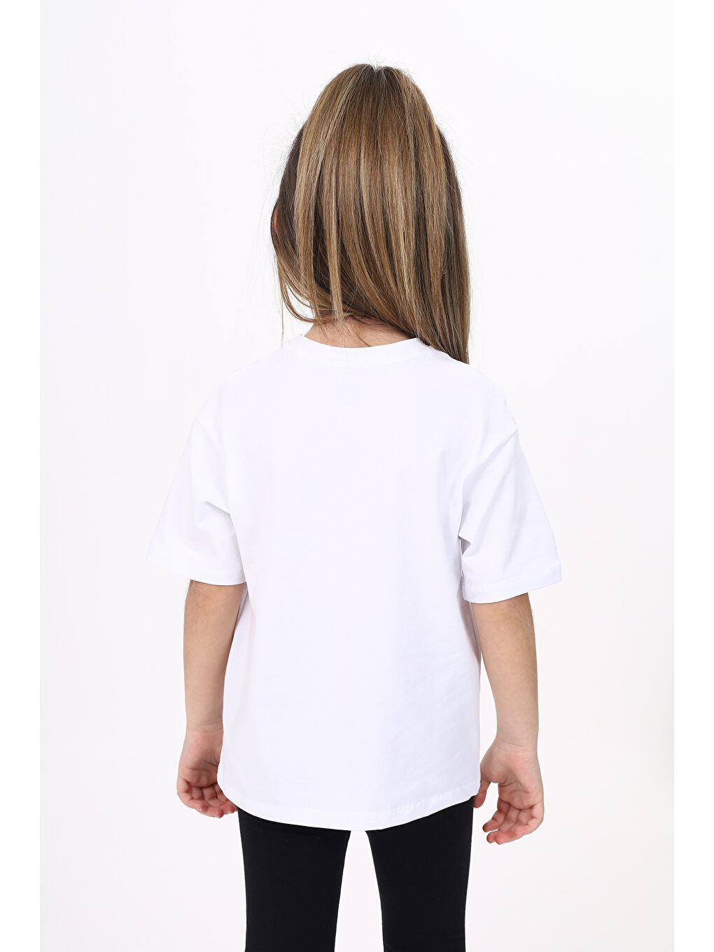 Beyaz Kız Çocuk Baskılı Tişört-3