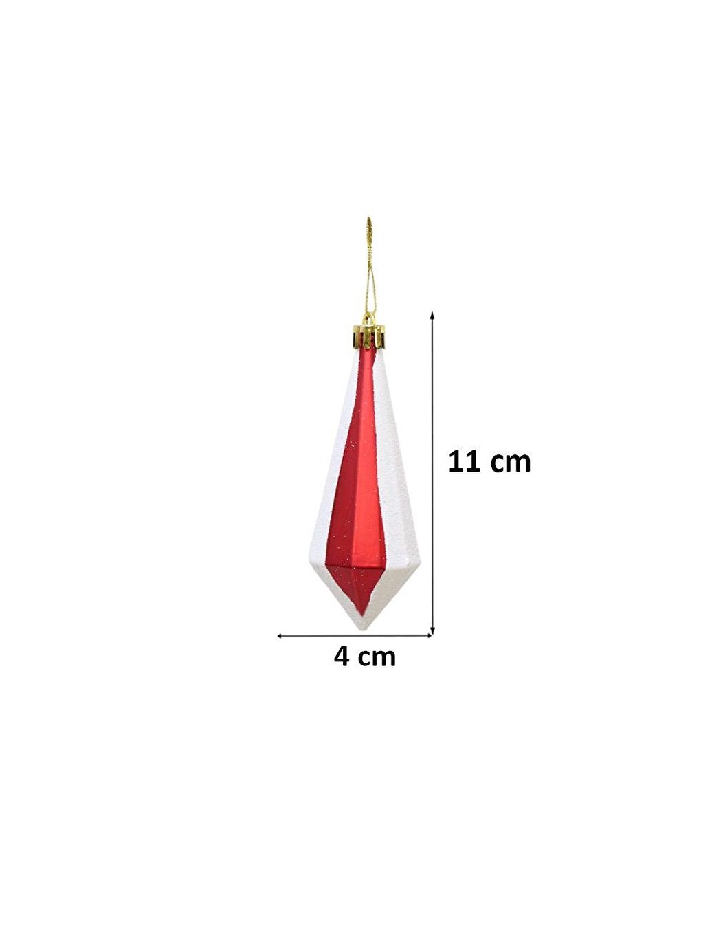 Yılbaşı Ağaç Süsü Kristal Şekilli Kırmızı-Beyaz 11 cm 2'li-2
