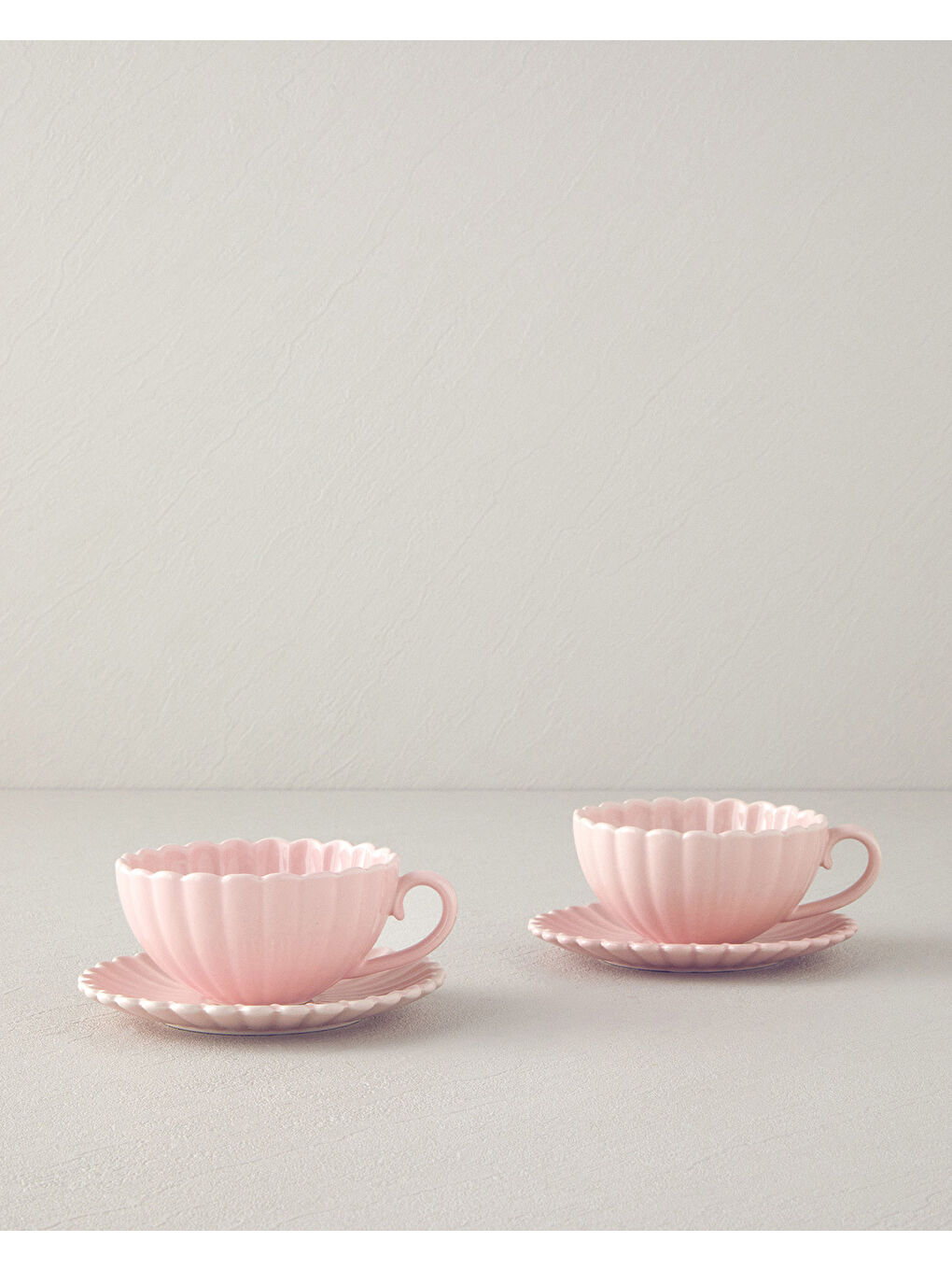 Pembe Fiore New Bone China Çay Fincanı Takımı Pudra