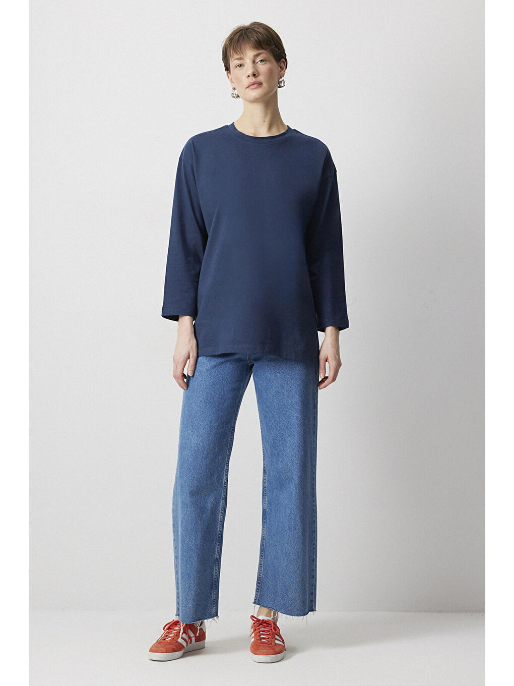 Lacivert Basic Örme Sweatshırt