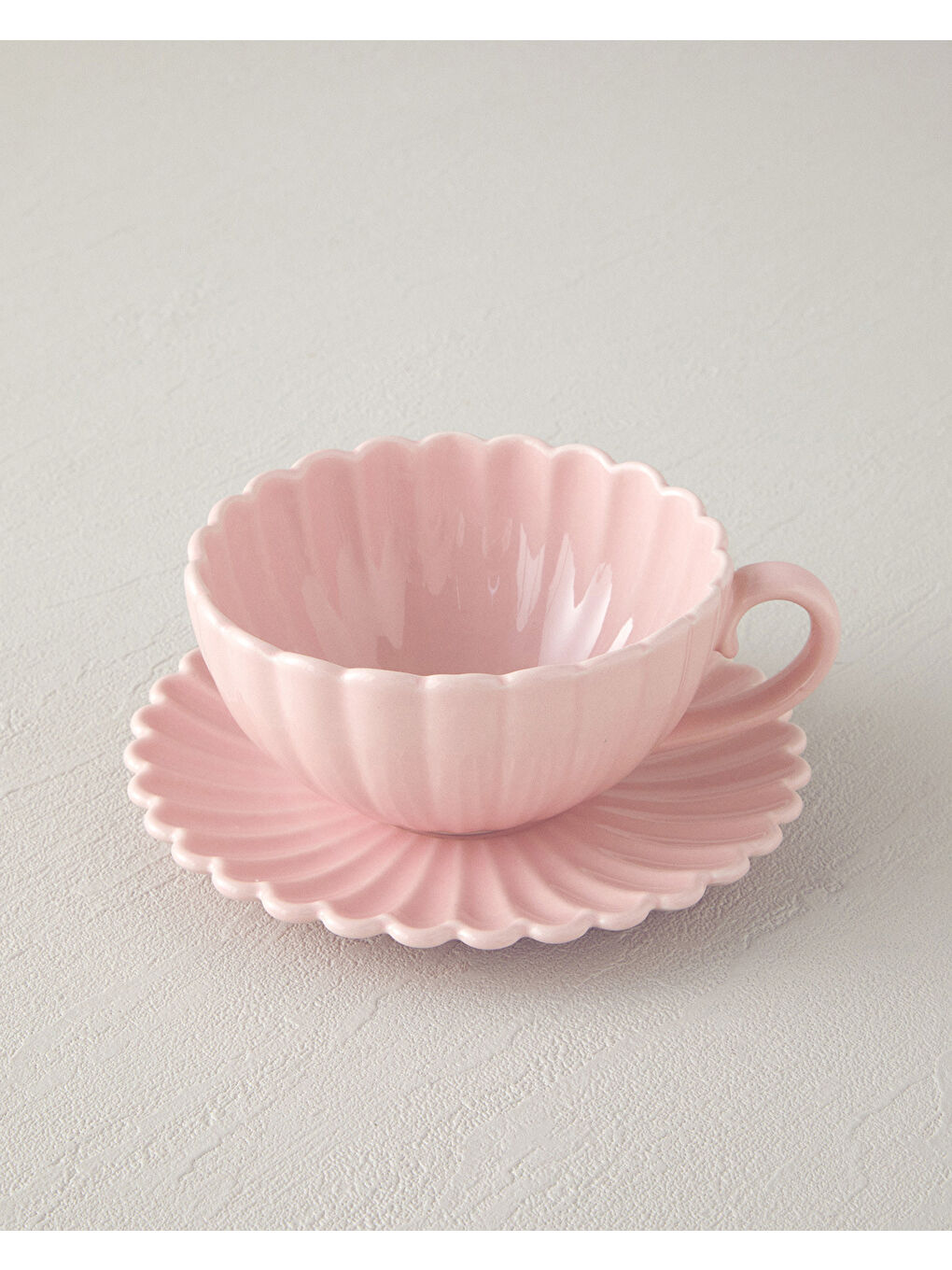 Pembe Fiore New Bone China Çay Fincanı Takımı Pudra-2