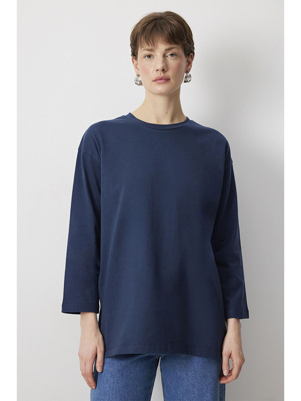 Lacivert Basic Örme Sweatshırt-1