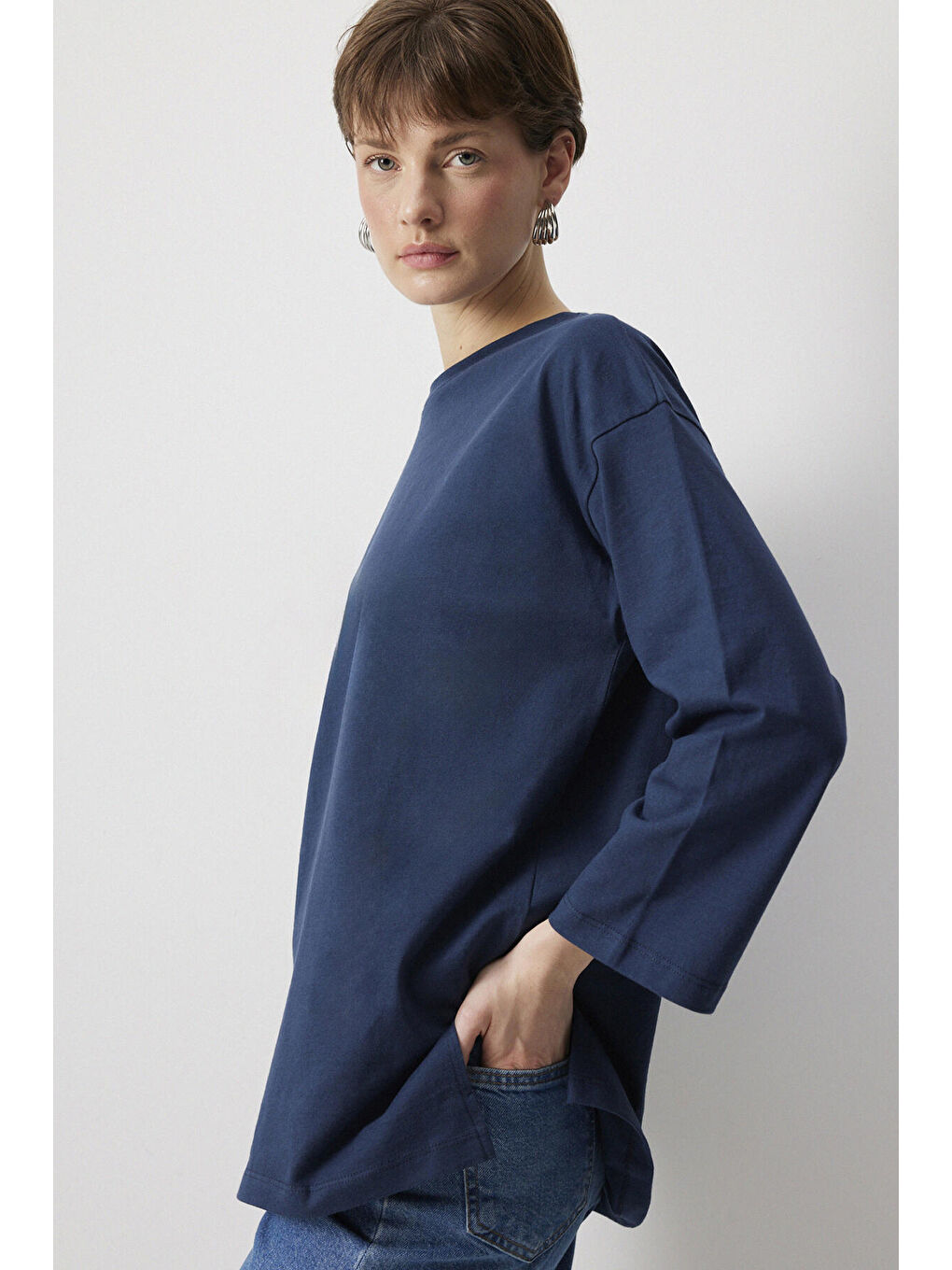 Lacivert Basic Örme Sweatshırt-2