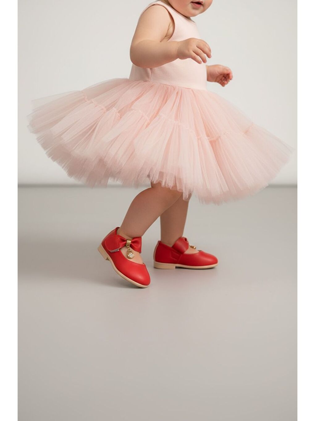 Kız Çocuk Taşlı Kırmızı Babet-1