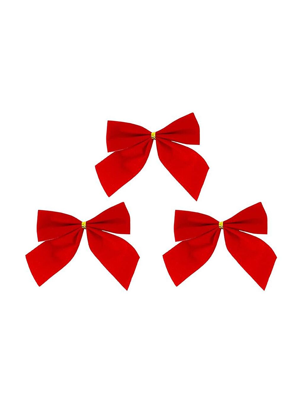 Yılbaşı Ağacı Süsü Dekoratif Kadife Fiyonk Kırmızı 3'lü-2