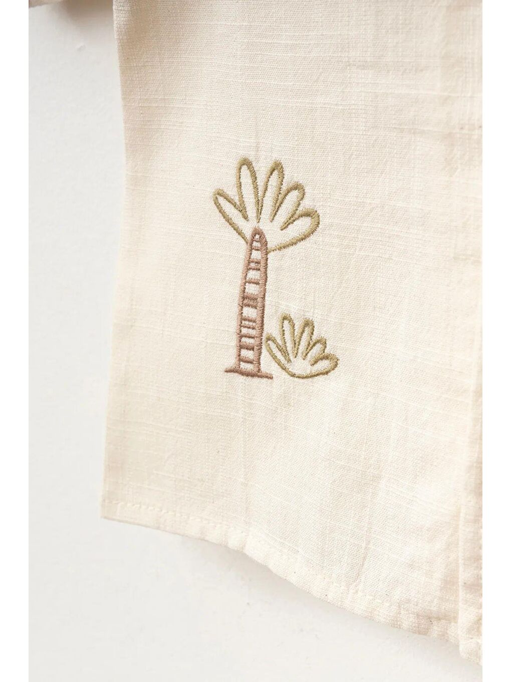 Karışık Erkek Bebek Pamuklu Bej Palmiye Nakışlı Takım-3