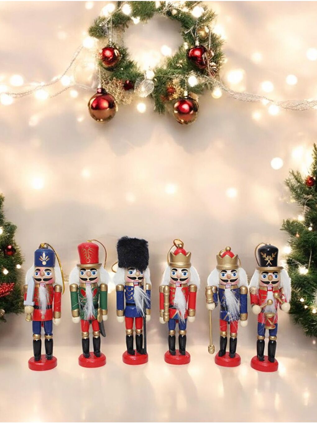 Karışık Yılbaşı Ağacı Süsleri Fındıkkıran Kurşun Asker Ağaç Süsü Seti 6'lı 12 cm-2