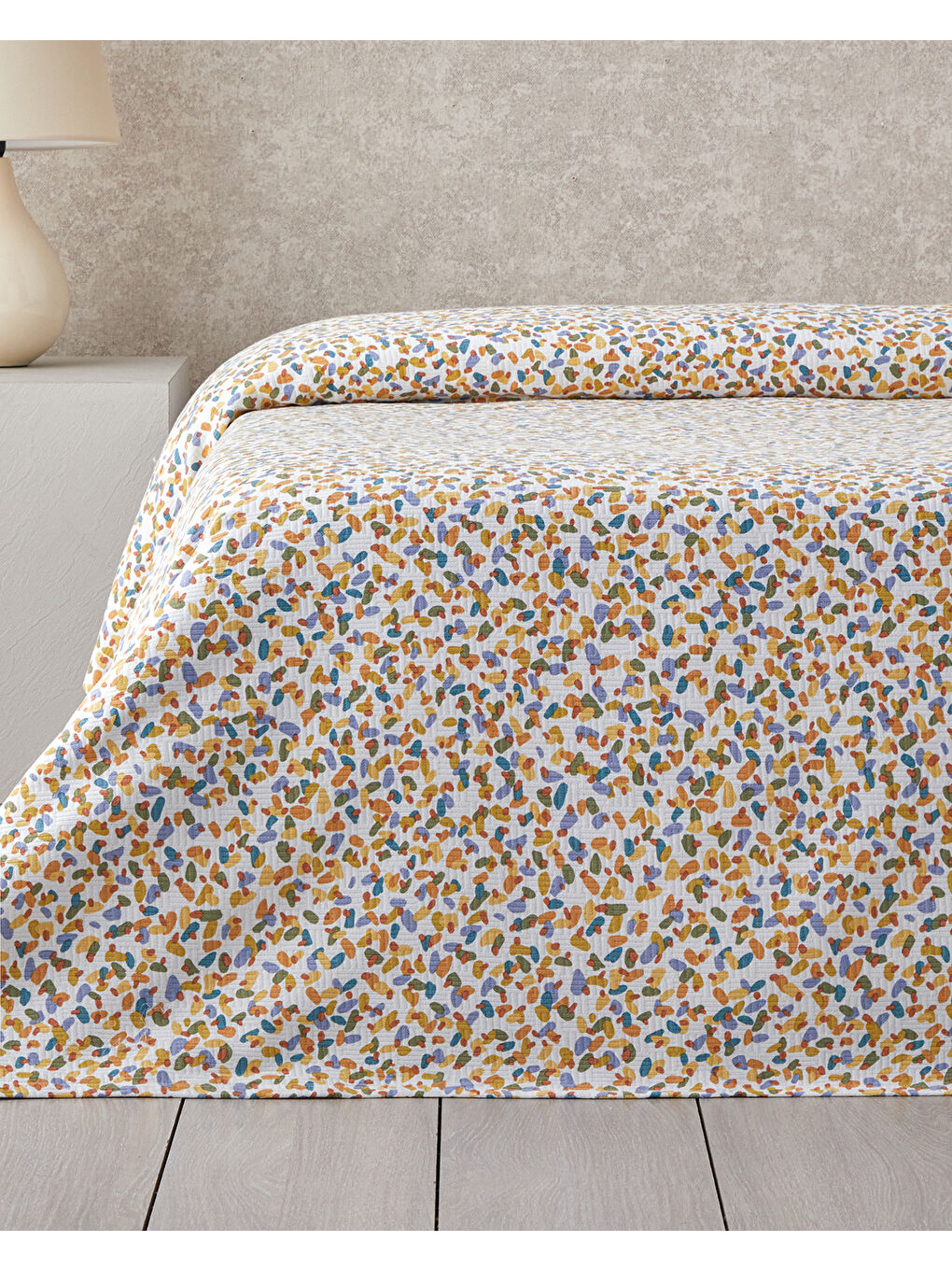 Splash Baskılı Pamuklu Çift Kişilik Pike 200x220 cm Yeşil-1