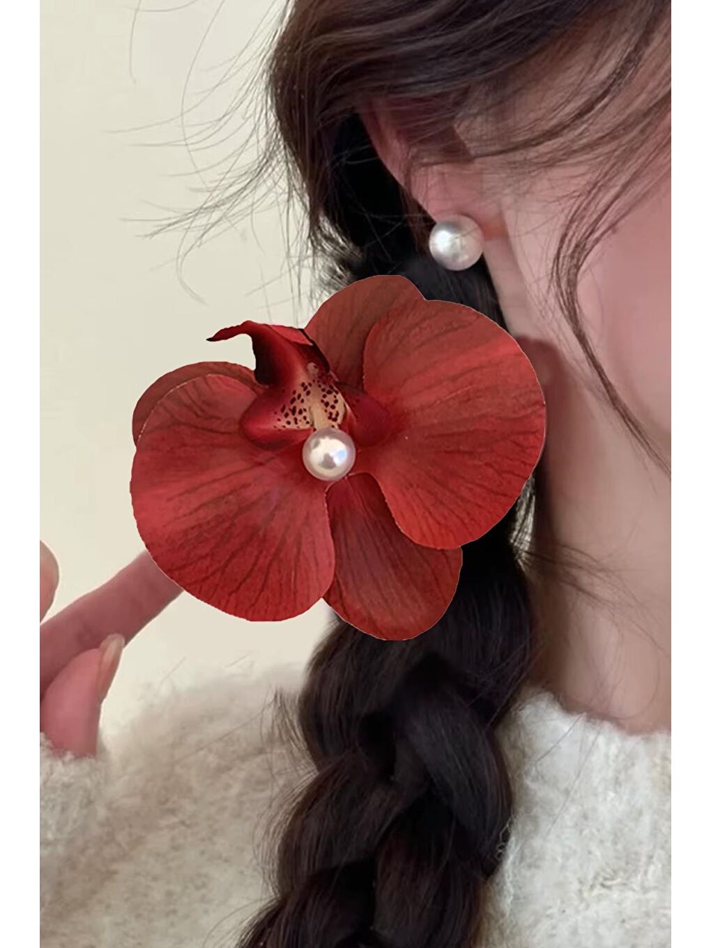 Kırmızı PENS-Aloha Orkide Çiçeği Süslü Çok Amaçlı Pens Toka