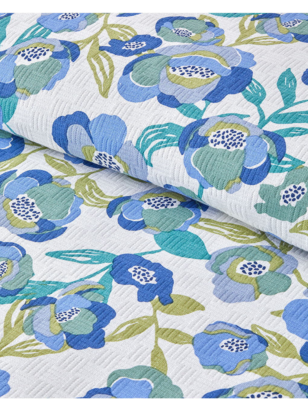 Summer Blooms Baskılı Pamuklu Çift Kişilik Pike 200x220 cm Mavi-2