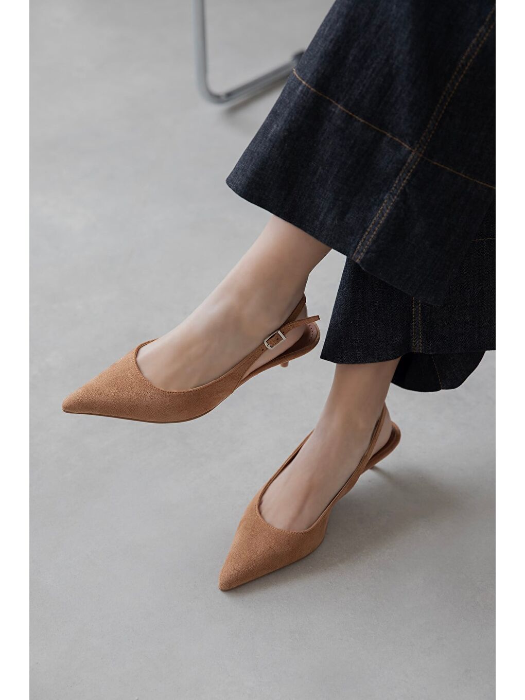 Kahverengi Cuesta Kadın Topuklu Süet Ayakkabı Taba