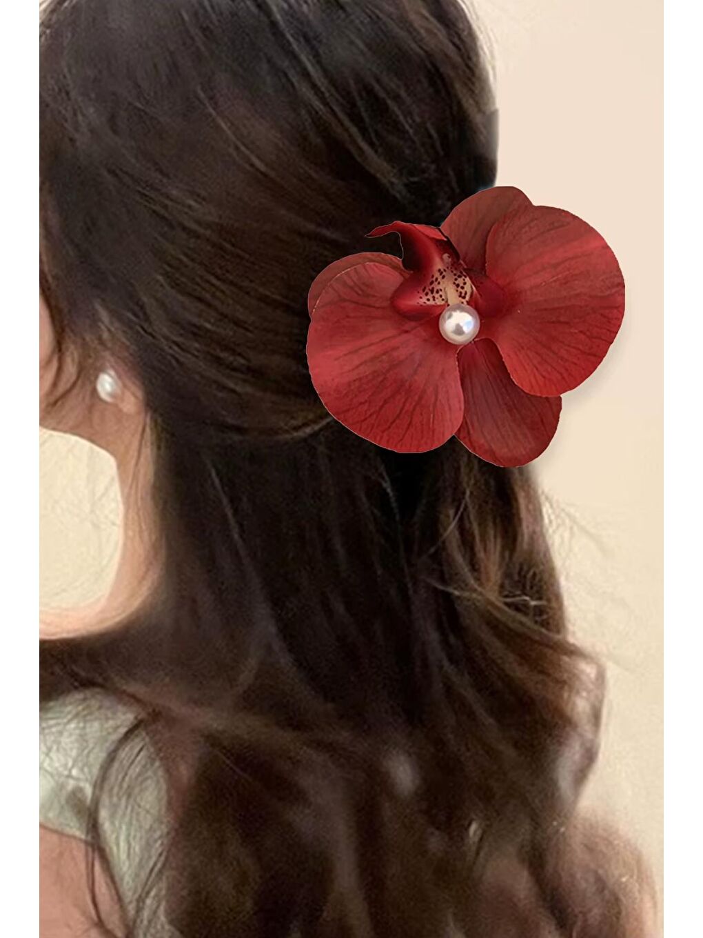 Kırmızı PENS-Aloha Orkide Çiçeği Süslü Çok Amaçlı Pens Toka-2