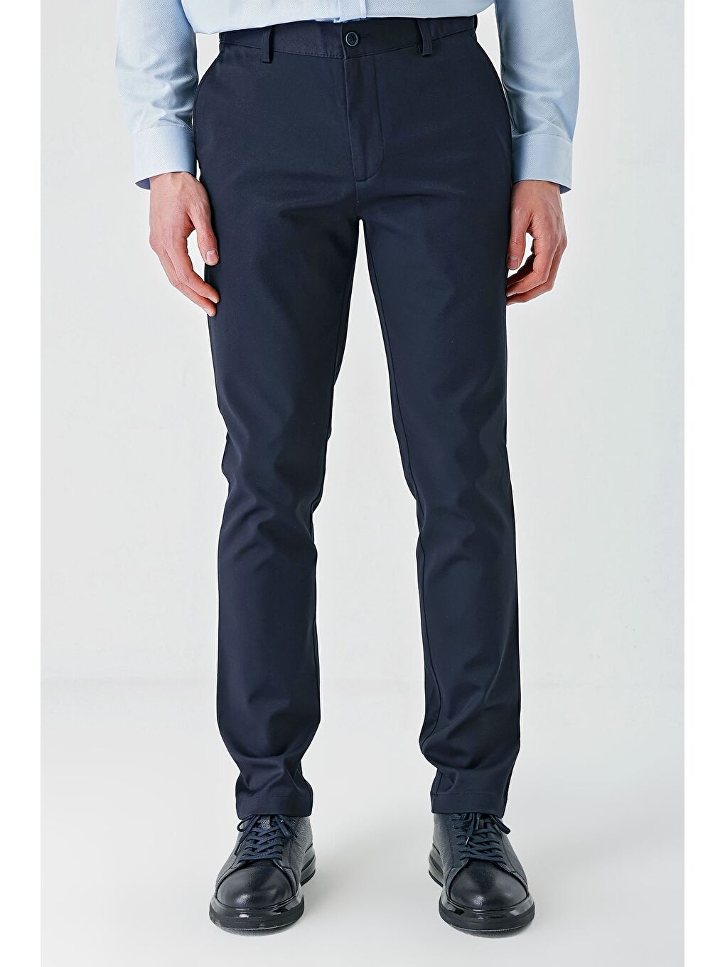 Lacivert Pamuklu Yandan Cepli Casual Slim Fit Chino Pantolon 1003240156-2