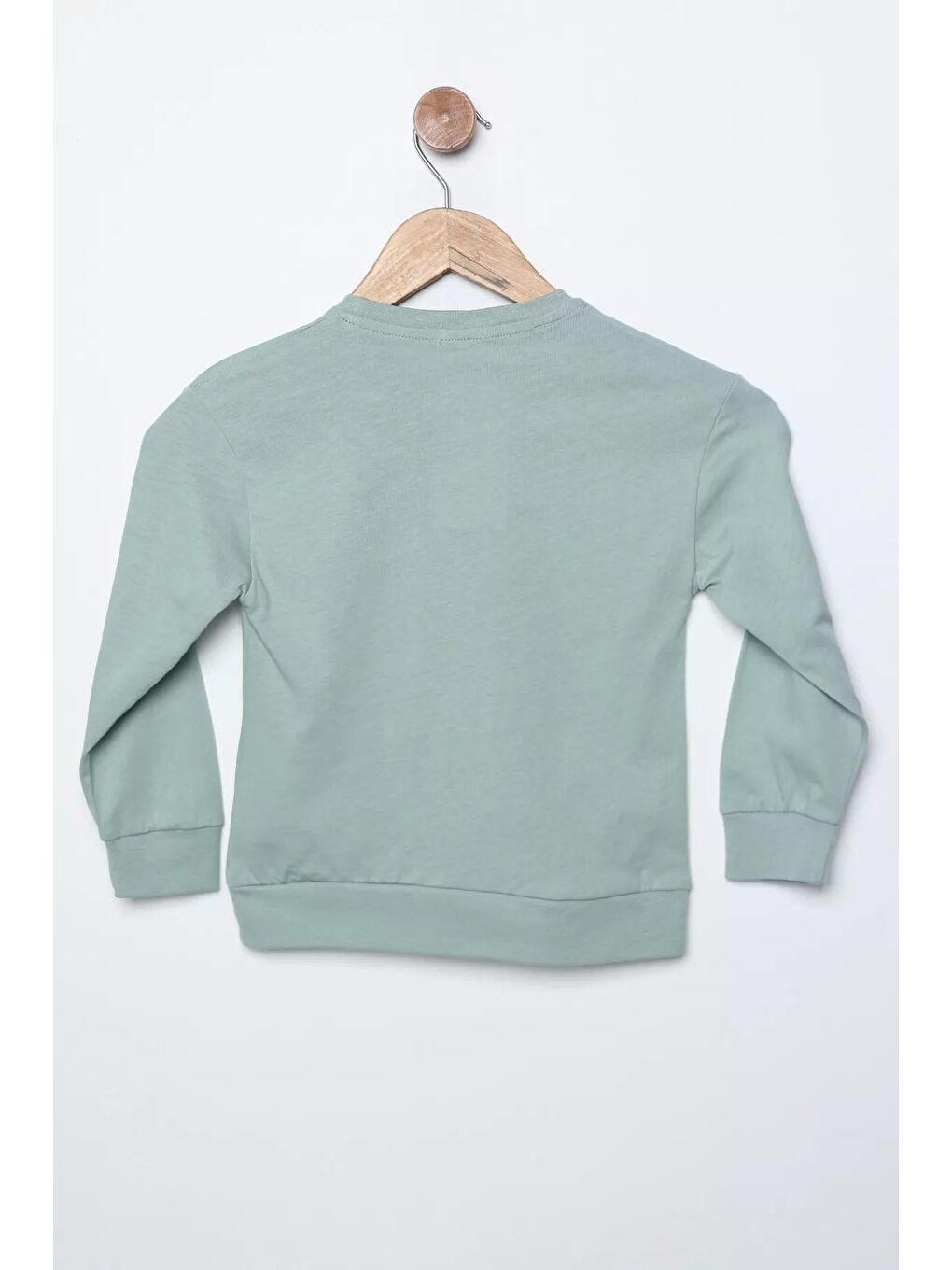 Julude Açık Su Yeşili Bisiklet Yaka Kelebek Baskılı Kız Çocuk Sweatshirt - 2