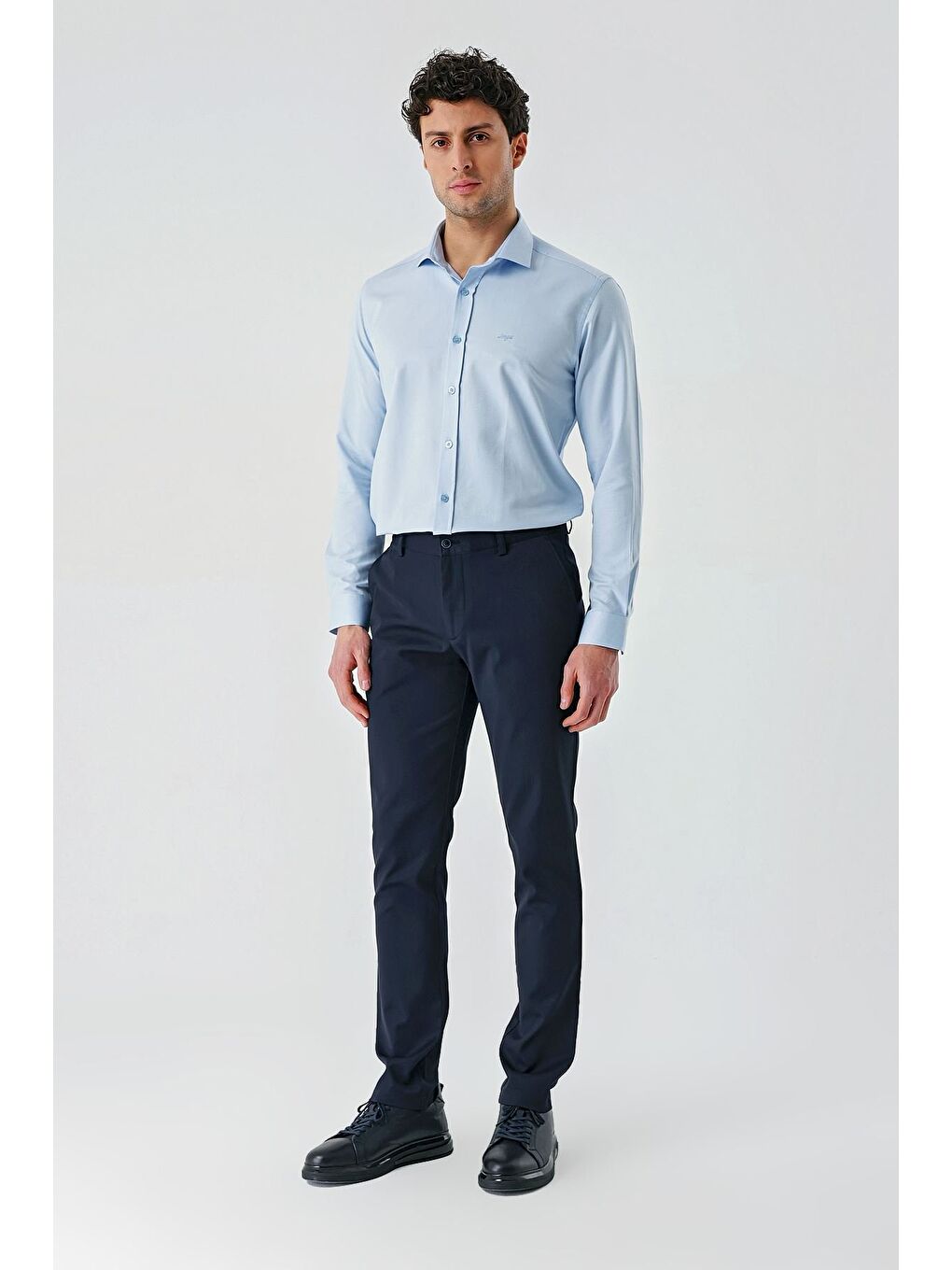 Lacivert Pamuklu Yandan Cepli Casual Slim Fit Chino Pantolon 1003240156-4