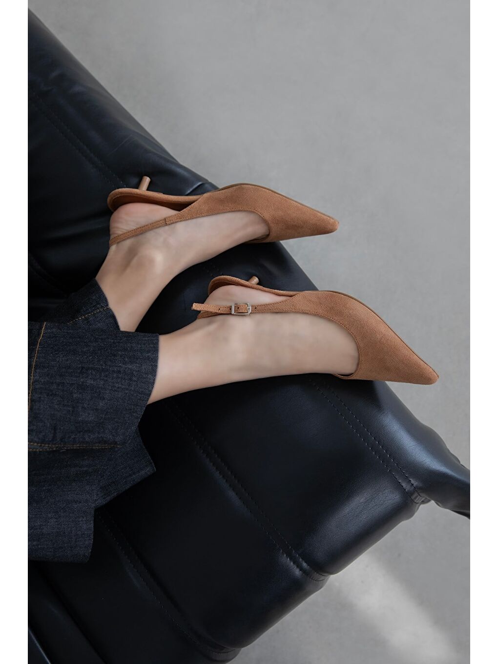 Kahverengi Cuesta Kadın Topuklu Süet Ayakkabı Taba-1