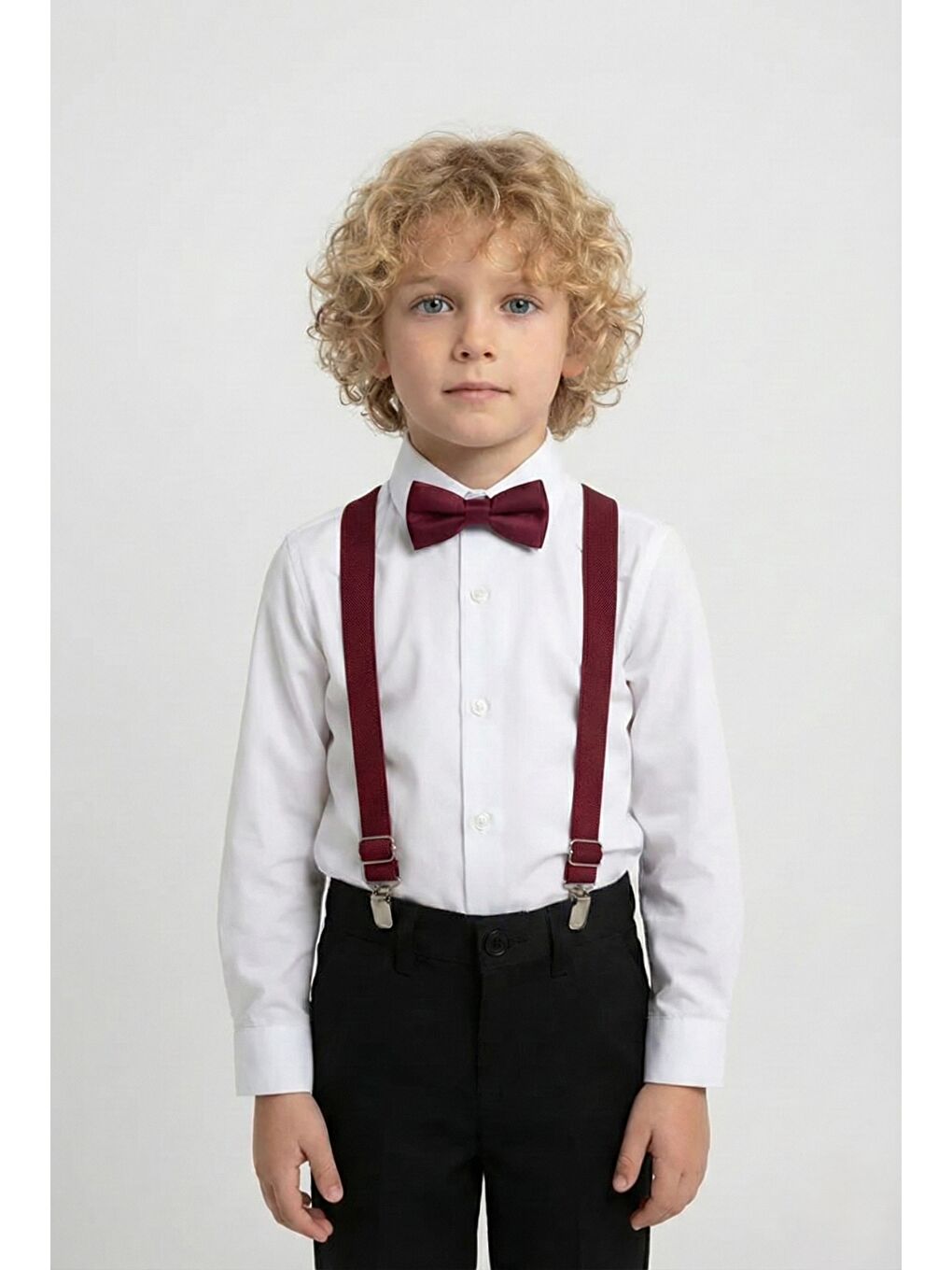 Bordo Beyaz Gömlekli Erkek Çocuk Takım M00787-1