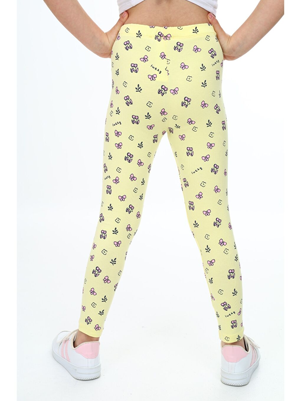 Sarı Kız Çocuk Baskılı Tayt-2