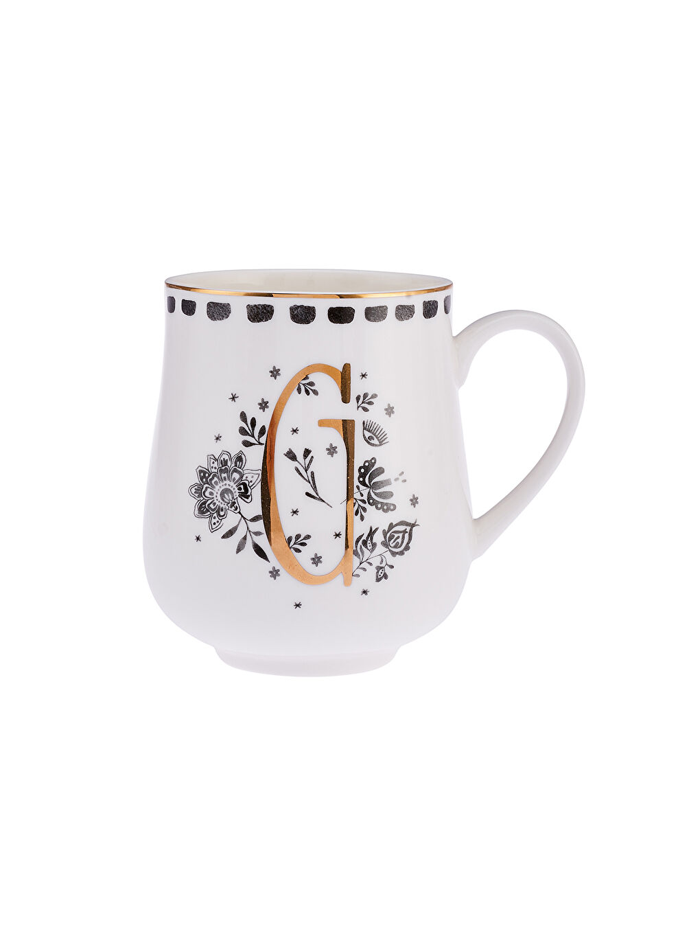 Beyaz Artisan G Letter New Bone Kupa 220 ml-1