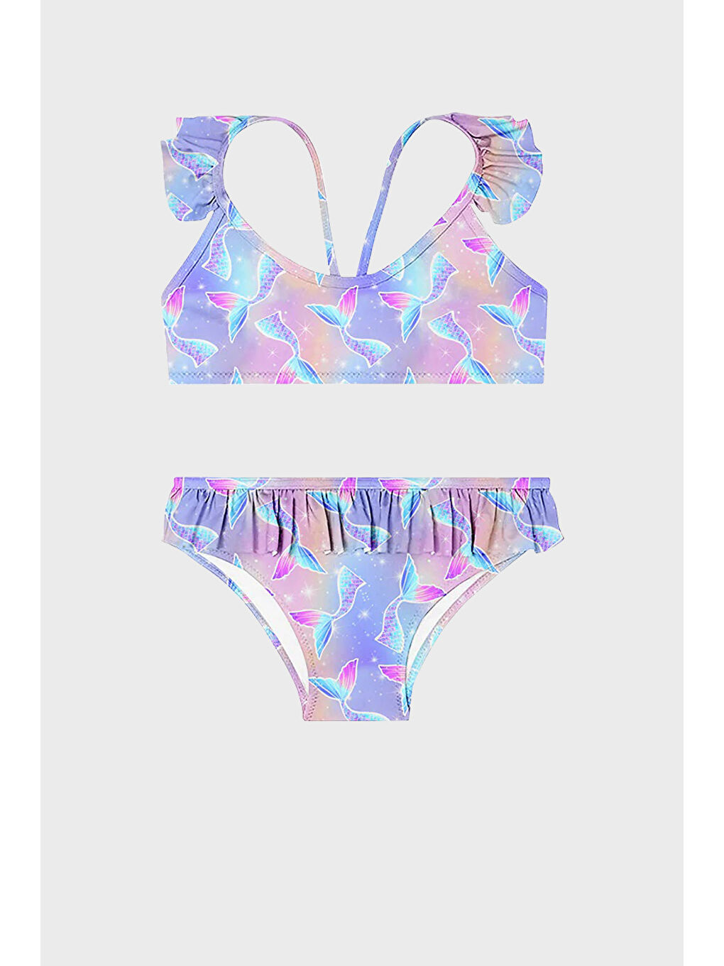 Mavi Venice Desenli Uv Korumalı Çabuk Kuruyan Kız Çocuk Bikini SB2414000102