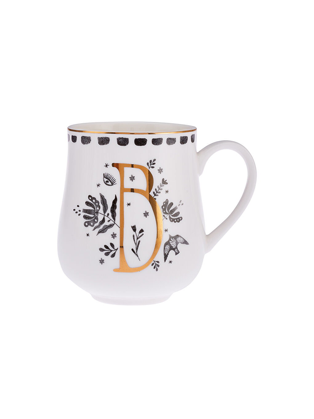 Beyaz Artisan B Letter New Bone Kupa 220 ml-1