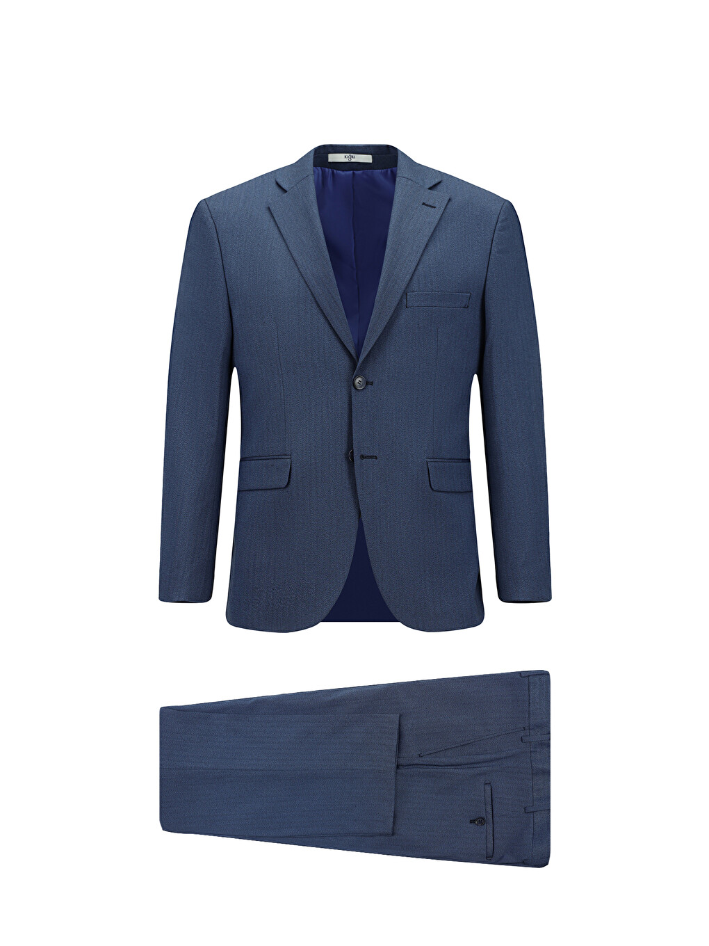 Lacivert 4 Drop Relaxed Fit Rahat Kesim Elastanlı Desenli Takım Elbise