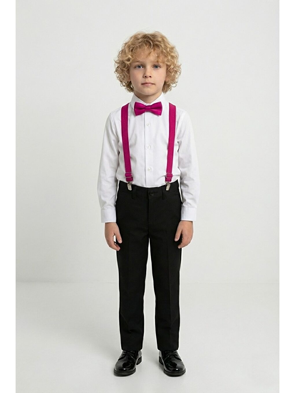 Fuşya Beyaz Gömlekli Erkek Çocuk Takım M00787