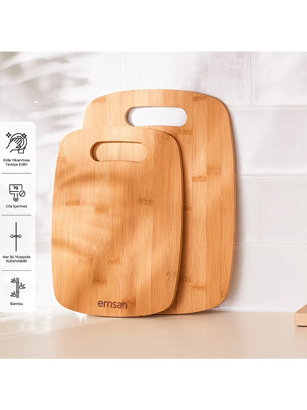 Kahverengi Bambu Chop 2'li Kesme Tahtası