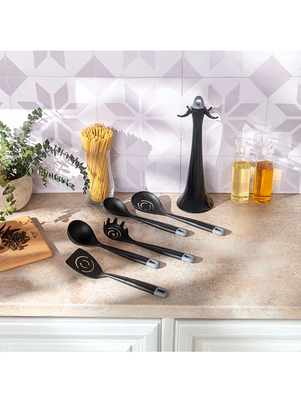 Siyah Hera 6 Parça Standlı Servis Seti Silver-2