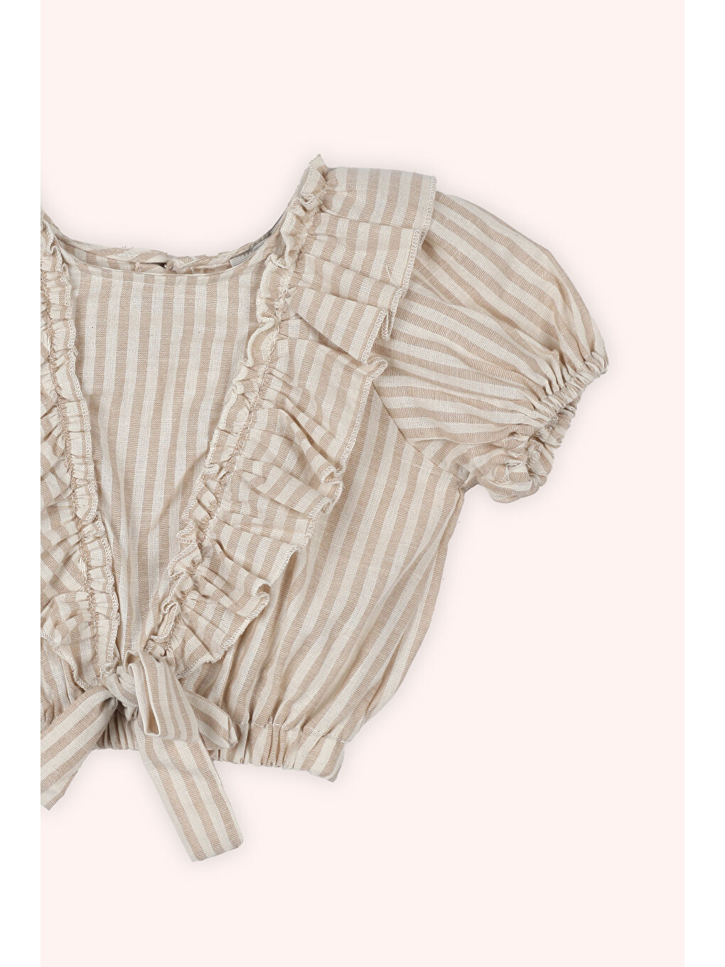 Pembe Kız Bebek Önü Büzgülü Şortlu Somon Takım-2