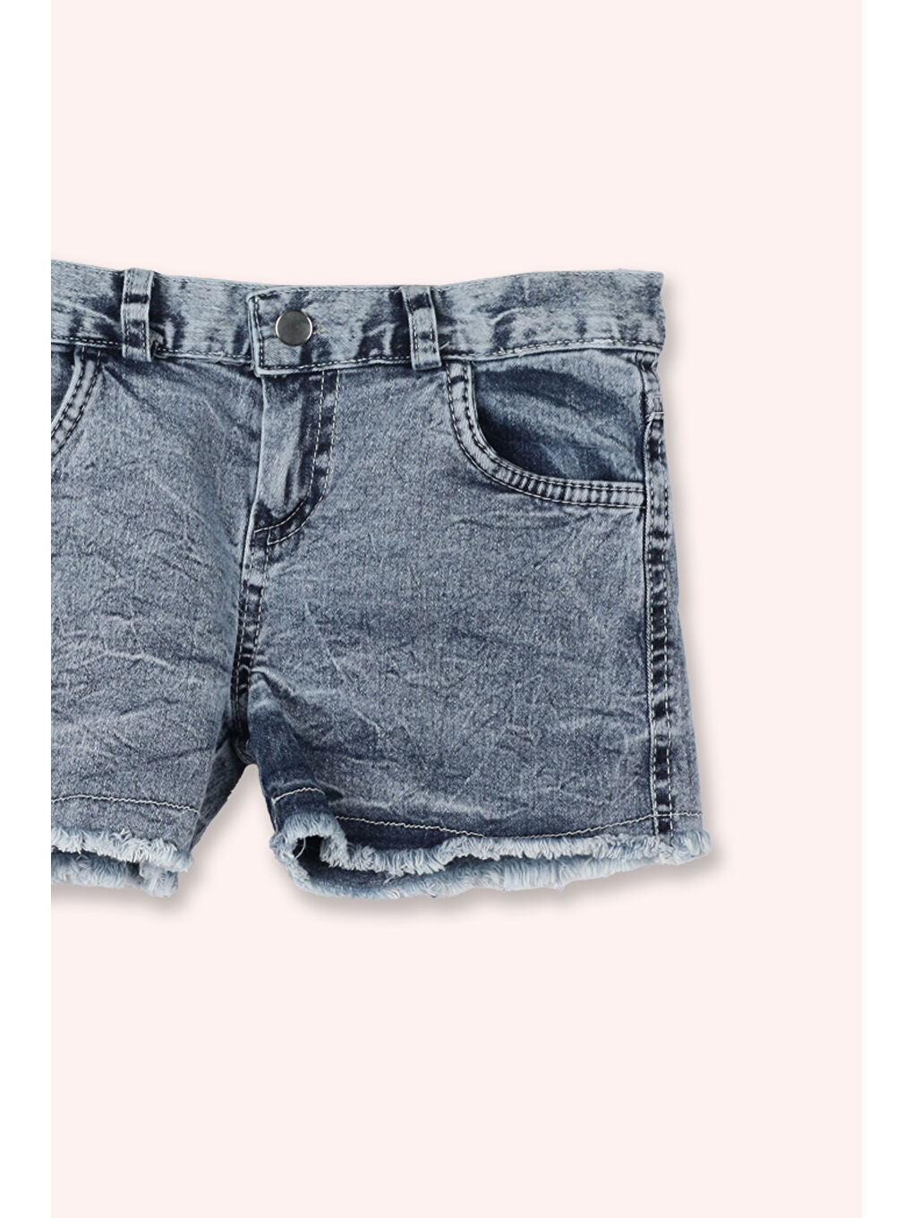 Pembe Kız Bebek Önü Büzgülü Şortlu Somon Takım-4