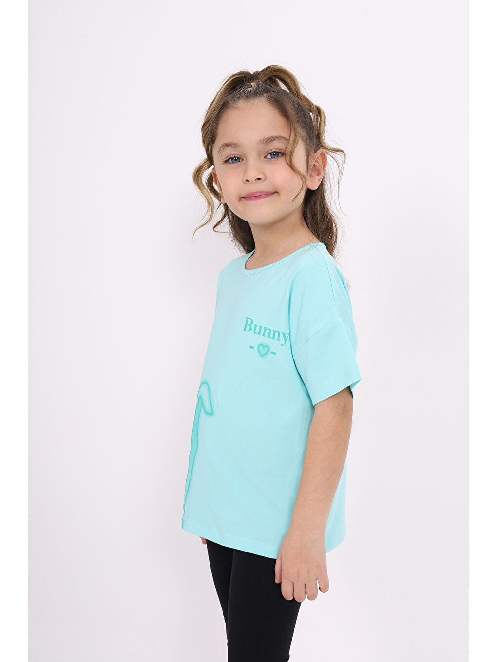 Yeşil Kız Çocuk Baskılı Tişört-1